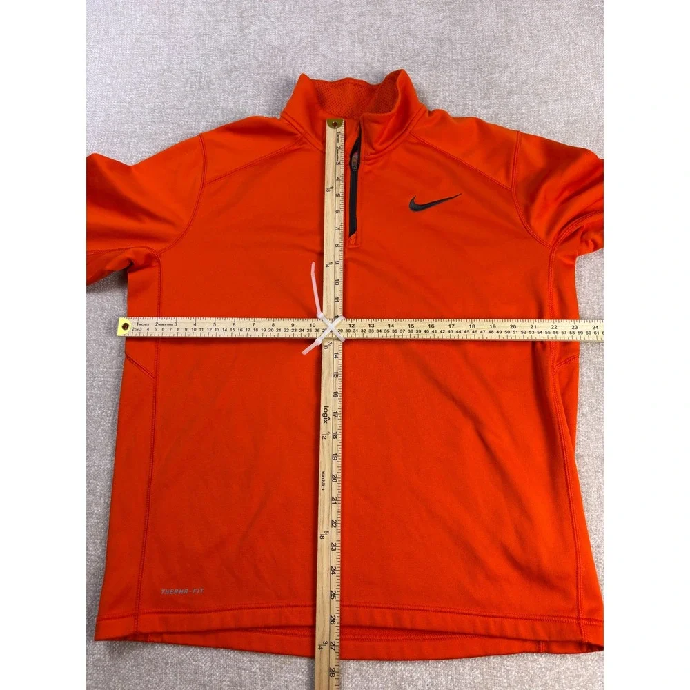 Nike Therma-FIT Mens Large Orange Quarter Zip Pullover Fleece Training Top 3231